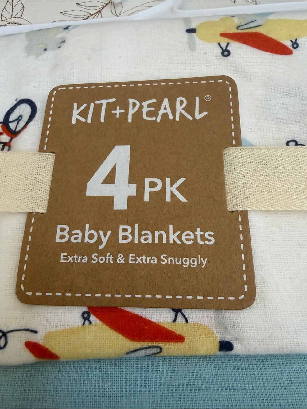 Kit + Pearl 4-Pack Cotton Receiving Baby Blankets 28"x28" Animals Vehicles NWT - Picture 3 of 5